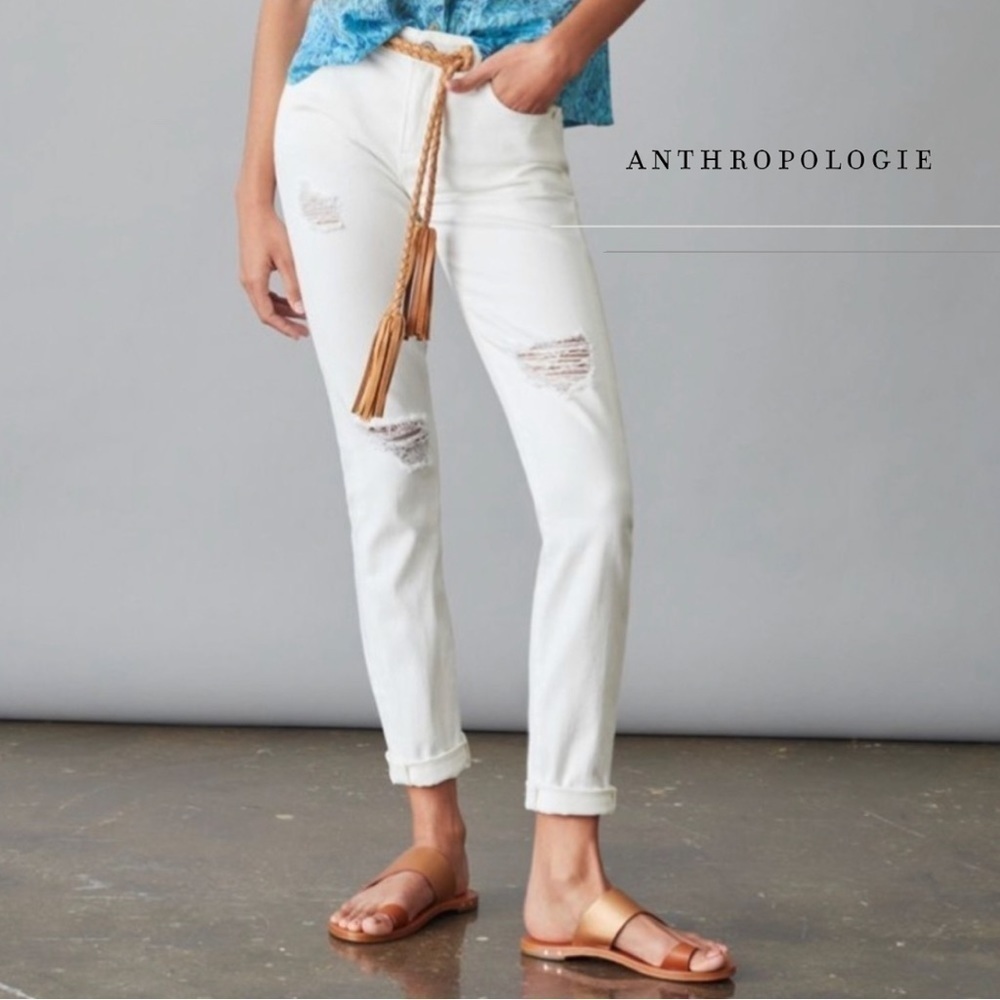 Anthropologie | Pilcro Mid-Rise Distressed Boyfriend Dye Wash Jeans